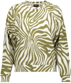 Only Trui Onltyra L/s Aop O-neck Ub Swt 15289716 Martini Olive/zebra Dames Maat - L