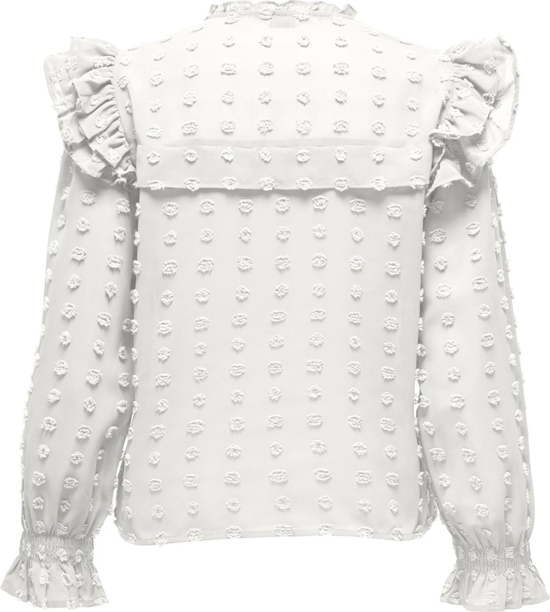 ONLY ONLPIXI DOBBY LS FRILL SHIRT WVN CS Dames Blouse - Maat L 4 ONLY ONLPIXI DOBBY LS FRILL SHIRT WVN CS Dames Blouse - Maat L - Afbeelding 2