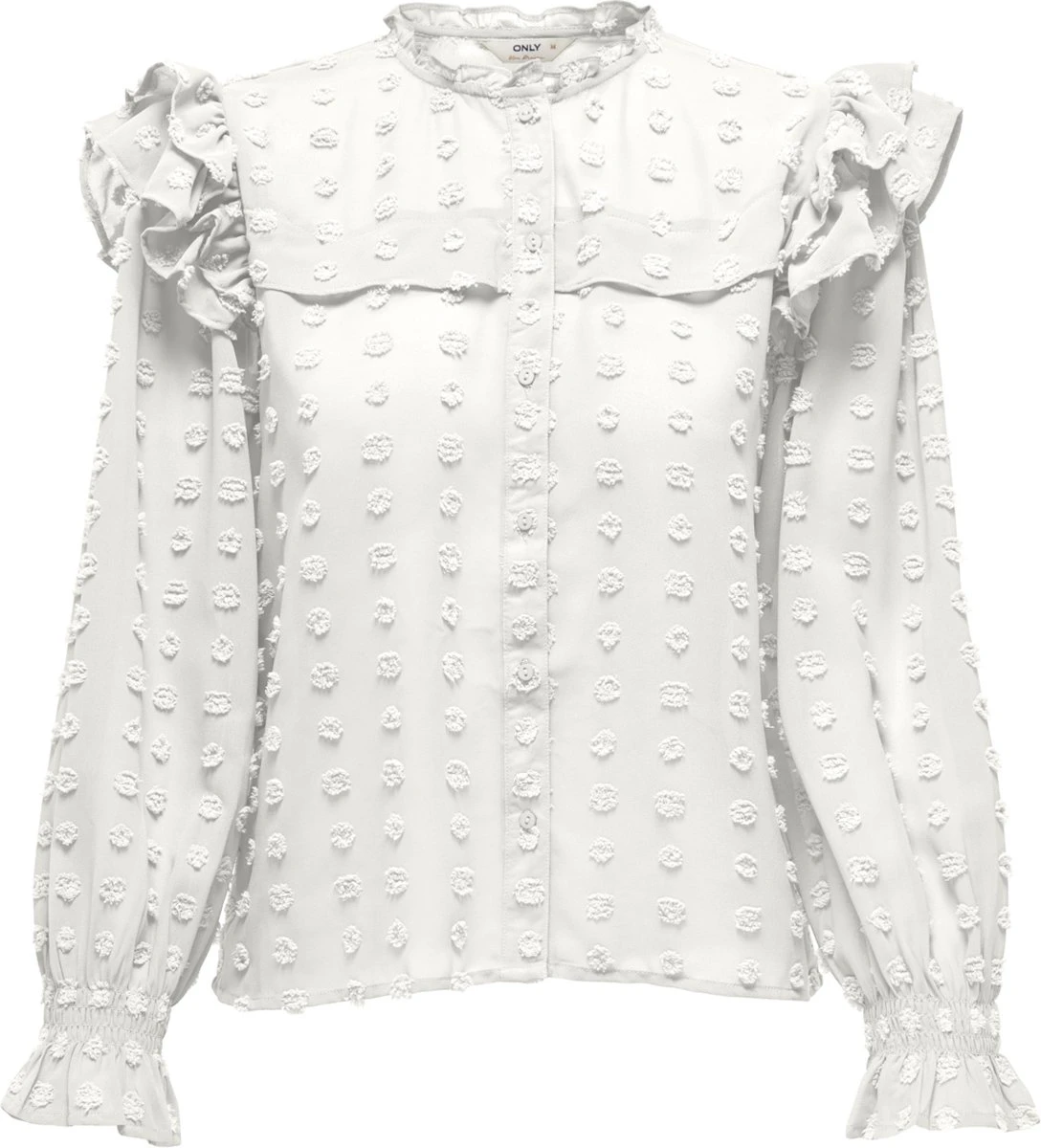 ONLY ONLPIXI DOBBY LS FRILL SHIRT WVN CS Dames Blouse - Maat L 3 ONLY ONLPIXI DOBBY LS FRILL SHIRT WVN CS Dames Blouse - Maat L