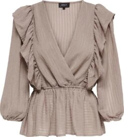 Only Blouse Onllondon 3/4 Ruffle Top Noos Wvn 15239286 Mocha Meri Dames Maat - L