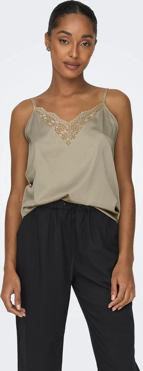 Only ONLVICTORIA SL LACE MIX SINGLET - Creme Beige 5 Only ONLVICTORIA SL LACE MIX SINGLET - Creme Beige - Afbeelding 3