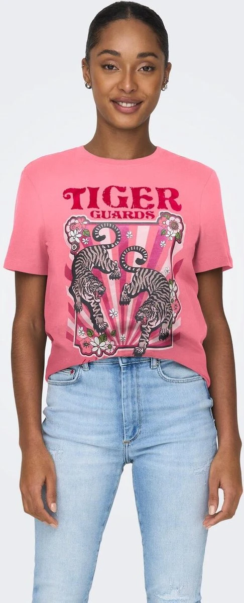 Only T-shirt Onllenni Reg S/s Wild Top Box Jrs 15290640 Camellia Rose/tiger Dames Maat - M 5 Only T-shirt Onllenni Reg S/s Wild Top Box Jrs 15290640 Camellia Rose/tiger Dames Maat - M - Afbeelding 3