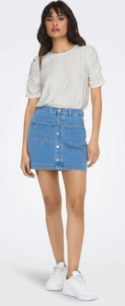 Only T-shirt Onlsandra S/s Puff Top Jrs 15289686 Cloud Dancer Dames Maat - L -Only 490x1200 2