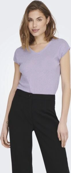 ONLY ONLSILVERY S/S V NECK LUREX TOP JRS NOOS Dames Top - Maat XL -Only 495x1200 3