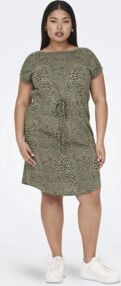 ONLY CARMAKOMA CARAPRIL SS KNEE DRESS STRIPE JRS NOOS Dames Jurk - Maat S-42/44