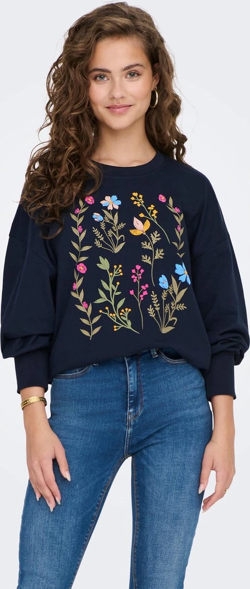 Only Trui Onlemily L/s O-neck Box Ub Swt 15285248 Navy Blazer/front Flower Dames Maat - L 5 Only Trui Onlemily L/s O-neck Box Ub Swt 15285248 Navy Blazer/front Flower Dames Maat - L - Afbeelding 3