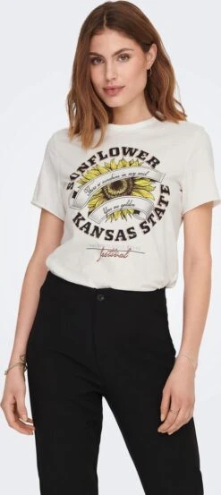 Only T-shirt Onllucy Reg S/s Sunflower Top Box 15286708 Cloud Dancer/sunflower Dames Maat - M -Only 536x1200 1