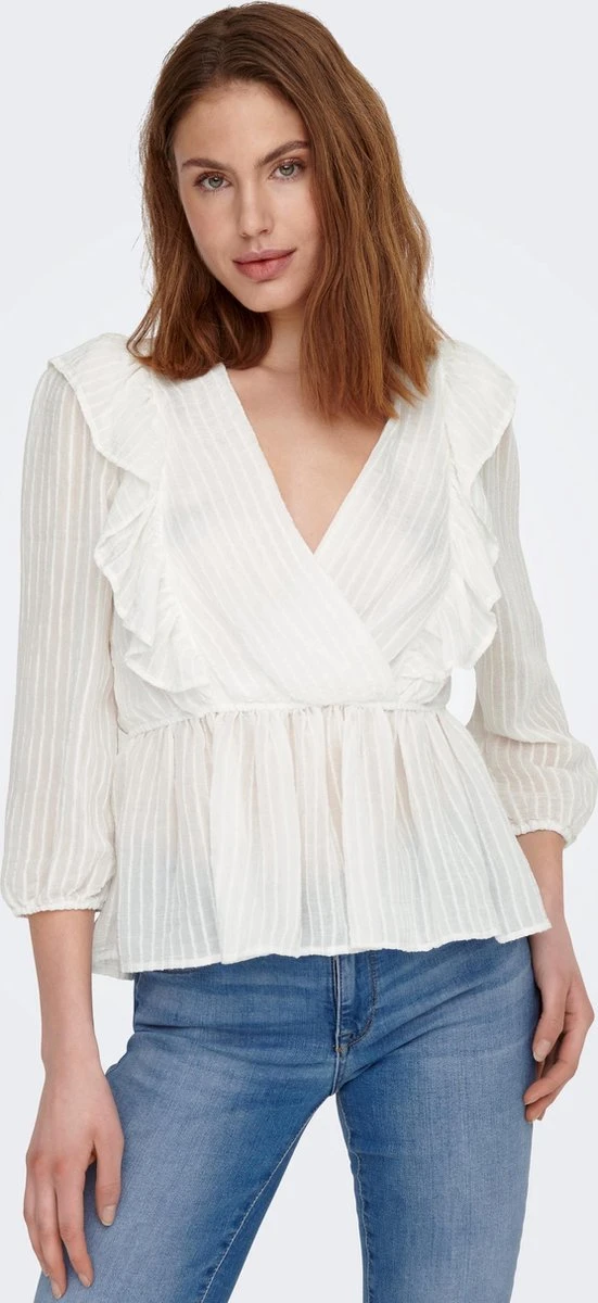 Only Blouse Onllondon 3/4 Ruffle Top Noos Wvn 15239286 Cloud Dancer Dames Maat - S 8 Only Blouse Onllondon 3/4 Ruffle Top Noos Wvn 15239286 Cloud Dancer Dames Maat - S - Afbeelding 6