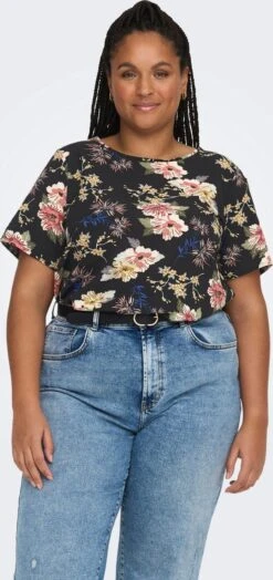 ONLY CARMAKOMA CARVICA SS TOP WVN NOOS Dames Top - Maat 48