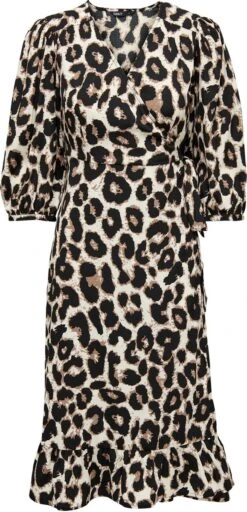 ONLY ONLOLIVIA 3/4 WRAP MIDI DRESS WVN NOOS Dames Jurk - Maat XL