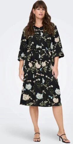 Only Carmakoma Carluxmie Jurk Zwart Gebloemd Maat 46 -Only 613x1200 3