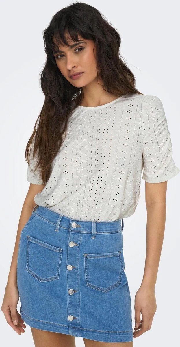 Only T-shirt Onlsandra S/s Puff Top Jrs 15289686 Cloud Dancer Dames Maat - M 8 Only T-shirt Onlsandra S/s Puff Top Jrs 15289686 Cloud Dancer Dames Maat - M - Afbeelding 6