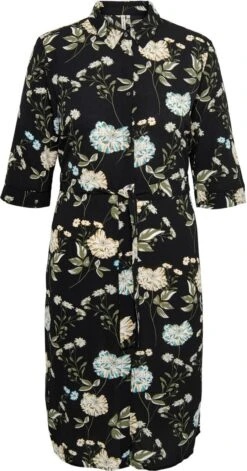 Only Carmakoma Carluxmie Jurk Zwart Gebloemd Maat 46