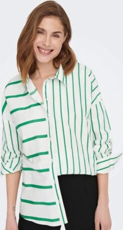 Only Blouse Onlnina Lora Ls Stripe Shirt Wvn 15284276 Creme/amazon Dames Maat - M -Only 644x1200 4