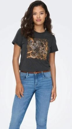Only T-shirt Onllucy Emb T-shirt Cs Jrs 15294613 Black/tiger Emb Dames Maat - L -Only 676x1200 4
