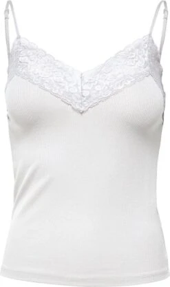 Only Top Onltilde Rib Lace Singlet Jrs 15203792 White Dames Maat - S