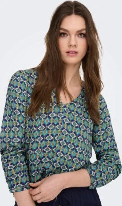 Only T-shirt Onlalma Life Vis L/s Selena Top Ao 15284370 Algiers Blue Dames Maat - XL -Only 713x1200 6