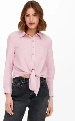 ONLY ONLLECEY LS KNOT SHIRT NOOS WVN Dames Blouse - Maat XXL -Only 739x1200 2