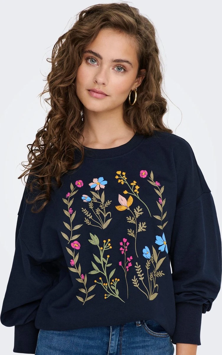 Only Trui Onlemily L/s O-neck Box Ub Swt 15285248 Navy Blazer/front Flower Dames Maat - L 8 Only Trui Onlemily L/s O-neck Box Ub Swt 15285248 Navy Blazer/front Flower Dames Maat - L - Afbeelding 6