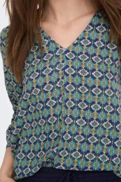 Only T-shirt Onlalma Life Vis L/s Selena Top Ao 15284370 Algiers Blue Dames Maat - XL -Only 800x1200 200