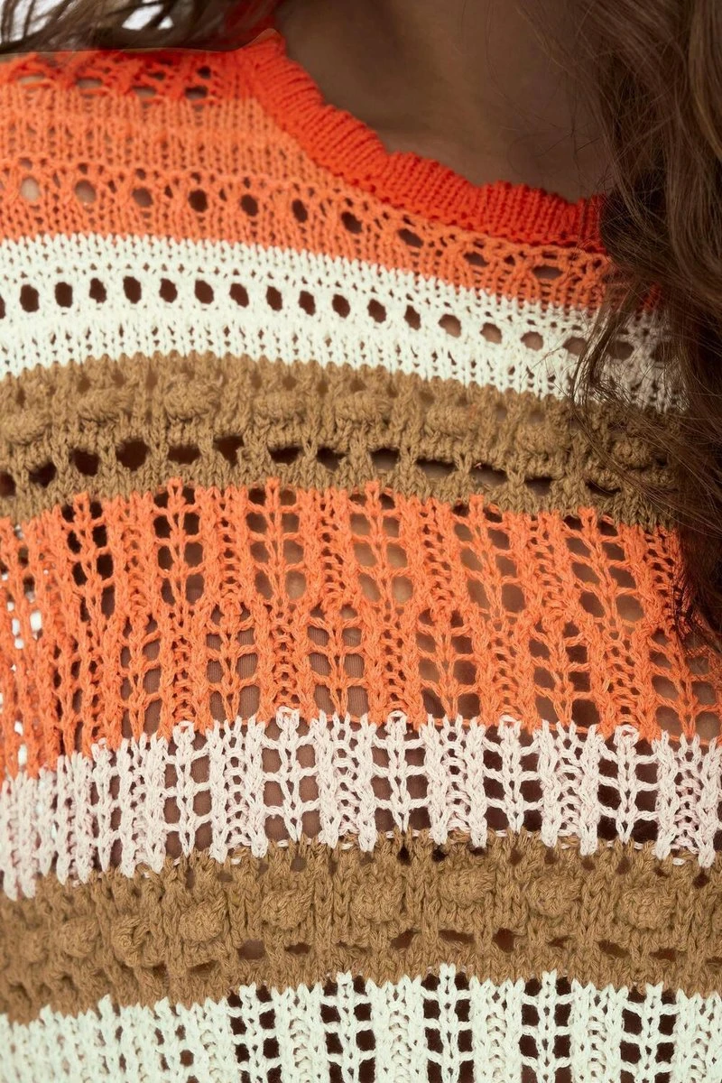 Only Trui Onlmasha Life 7/8 Stripe O-neck Knt 15283886 Georgia Peach/rose Smoke Dames Maat - M 7 Only Trui Onlmasha Life 7/8 Stripe O-neck Knt 15283886 Georgia Peach/rose Smoke Dames Maat - M - Afbeelding 5