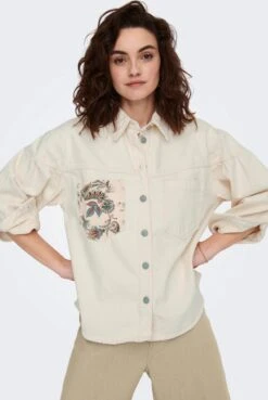 Only Jas Onlanni Ls Shirt Dnm Jacket Cro 15281175 Ecru Dames Maat - L
