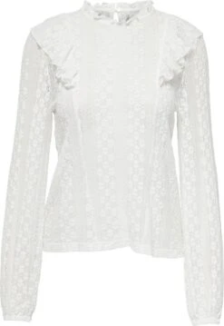 Only T-shirt Onlaya L/s Frill Lace Top Jrs 15284999 Cloud Dancer Dames Maat - XL