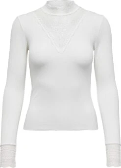 Only T-shirt Onltilde L/s High Neck Lace Top Jrs 15207788 Cloud Dancer Dames Maat - XL -Only 865x1200 1