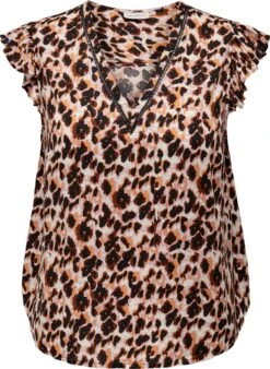 ONLY CARMAKOMA CARSUNVA LIFE SL V-NECK TOP AOP Dames - Maat 46
