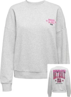 Only Trui Onlbrie L/s Usa O-neck Box Swt 15291529 Light Grey Mela/detroit Dames Maat - XL