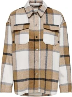 Only Jas Onlmaci L/s Check Shacket Cc Pnt 15232449 Cloud Dancer Dames Maat - L