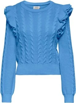 Only Trui Onlcarla Life Ls O-neck Ruffle Knt 15283389 Provence Dames Maat - M