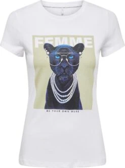 Only T-shirt Onlvibe S/s Glasses Top Box Nl Jrs 15303948 Bright White/femme Dames Maat - XL