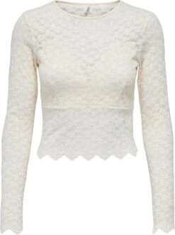 Only T-shirt Onlcindy L/s Lace Top Jrs 15285003 Cloud Dancer Dames Maat - XL