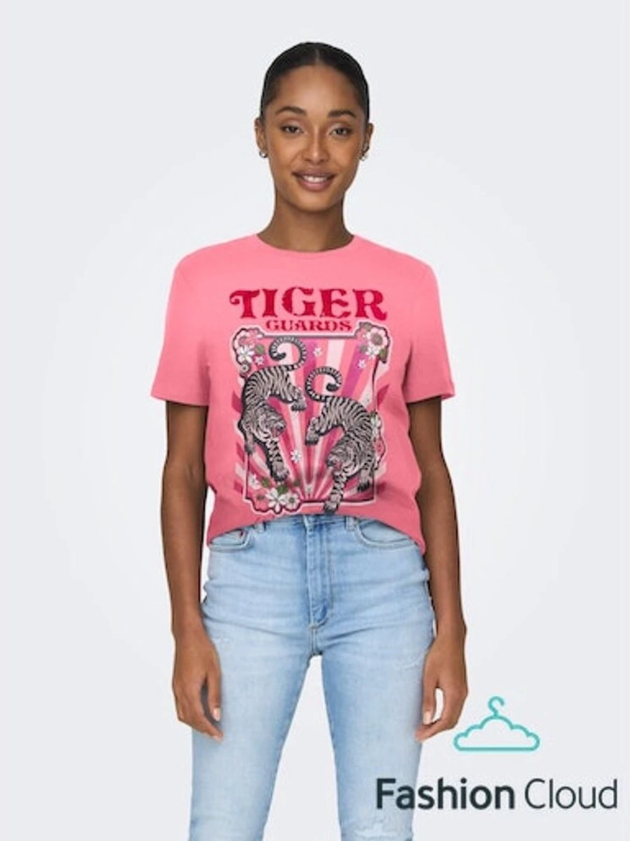 Only T-shirt Onllenni Reg S/s Wild Top Box Jrs 15290640 Camellia Rose/tiger Dames Maat - M 7 Only T-shirt Onllenni Reg S/s Wild Top Box Jrs 15290640 Camellia Rose/tiger Dames Maat - M - Afbeelding 5