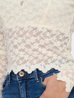 Only T-shirt Onlcindy L/s Lace Top Jrs 15285003 Cloud Dancer Dames Maat - XL -Only 900x1200 317