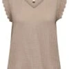 Only T-shirt Onlthyra Sl Mix Top Wvn 15292918 Oxford Tan Dames Maat - XL -Only 902x1200 14