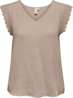 Only T-shirt Onlthyra Sl Mix Top Wvn 15292918 Oxford Tan Dames Maat - XL