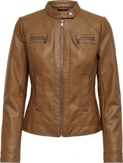 Only Jas Onlbandit Faux Leather Biker Otw Noos 15081400 Cognac Dames Maat - 42