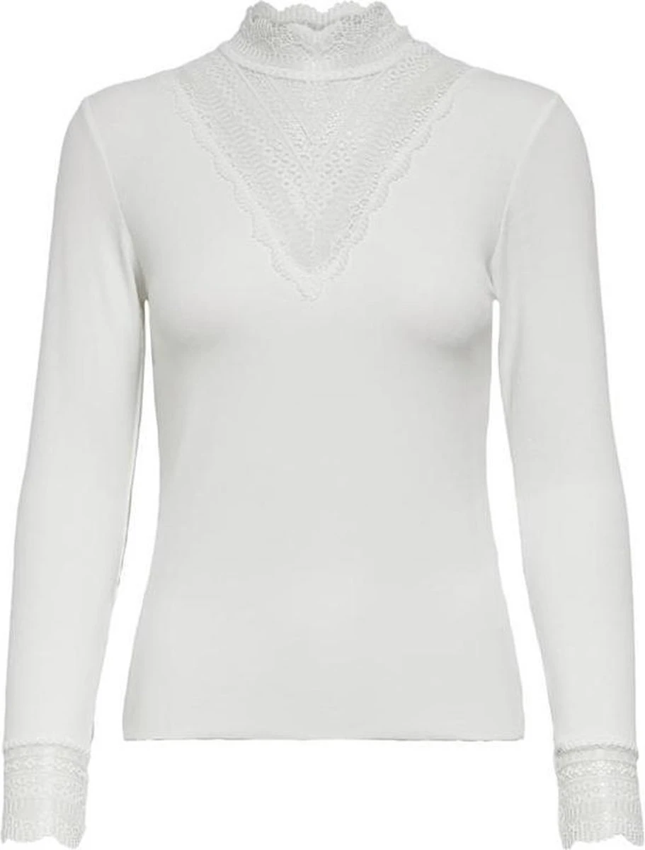 Only T-shirt Onltilde L/s High Neck Lace Top Jrs 15207788 Cloud Dancer Dames Maat - S 11 Only T-shirt Onltilde L/s High Neck Lace Top Jrs 15207788 Cloud Dancer Dames Maat - S - Afbeelding 9