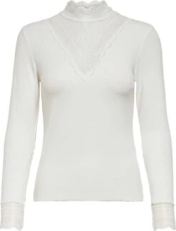 Only T-shirt Onltilde L/s High Neck Lace Top Jrs 15207788 Cloud Dancer Dames Maat - XL