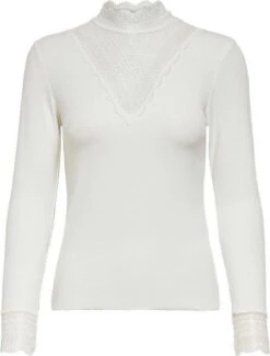 Only T-shirt Onltilde L/s High Neck Lace Top Jrs 15207788 Cloud Dancer Dames Maat - XL -Only 912x1200 4