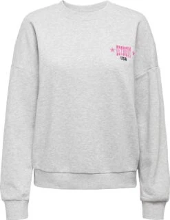 Only Trui Onlbrie L/s Usa O-neck Box Swt 15291529 Light Grey Mela/detroit Dames Maat - M