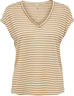 Only T-shirt Onlcannes S/s V-neck Glitter Top Jr 15214388 Brown Suger Dames Maat - M