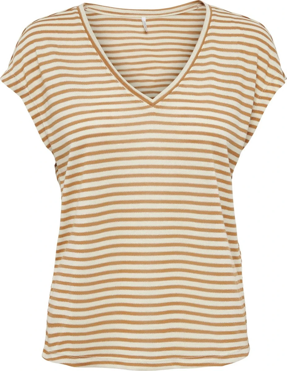 Only T-shirt Onlcannes S/s V-neck Glitter Top Jr 15214388 Brown Suger Dames Maat - XL 3 Only T-shirt Onlcannes S/s V-neck Glitter Top Jr 15214388 Brown Suger Dames Maat - XL