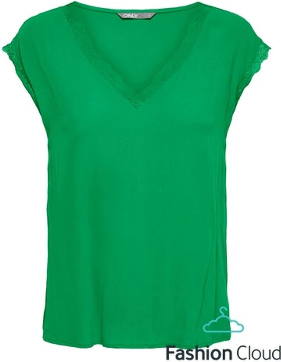 Only T-shirt Onljasmina S/s V-neck Lace Top Noos 15252241 Kelly Green Dames Maat - M 6 Only T-shirt Onljasmina S/s V-neck Lace Top Noos 15252241 Kelly Green Dames Maat - M - Afbeelding 4