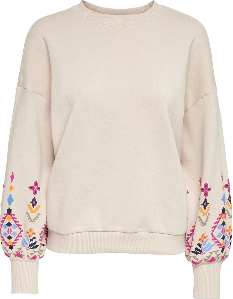 Only Trui Onlemily L/s O-neck Box Ub Swt 15285248 Pumice Stone/sleeve Pat Dames Maat - L 3 Only Trui Onlemily L/s O-neck Box Ub Swt 15285248 Pumice Stone/sleeve Pat Dames Maat - L