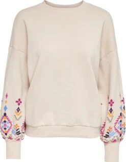 Only Trui Onlemily L/s O-neck Box Ub Swt 15285248 Pumice Stone/sleeve Pat Dames Maat - M