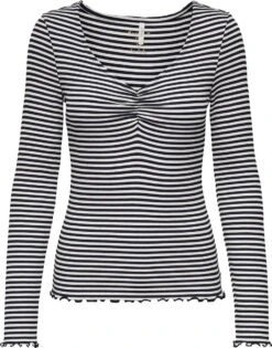 ONLY ONLMAJA L/S STRIPE V-NECK RUC TOP CC JRS Dames Top - Maat M