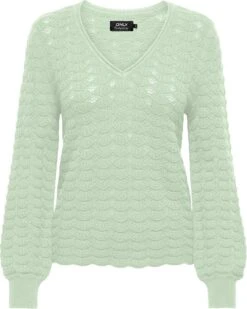 Only Trui Onlfia Ls Structure V-neck Cc Knt 15279905 Mist Green/melange Dames Maat - M
